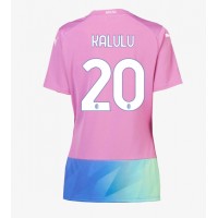 Camisa de Futebol AC Milan Pierre Kalulu #20 Equipamento Alternativo Mulheres 2023-24 Manga Curta